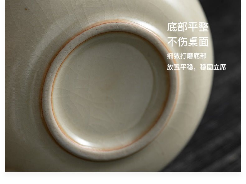米黄汝窯西施ポット単体茶壺陶器家庭用小型亀裂可養汝磁器茶器功夫茶具