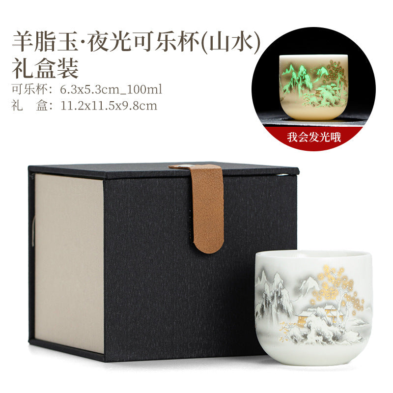 羊脂玉の瓷製の主人用カップ、単カップ、茶カップ、功夫茶具、家庭用の個人専用、茶器、陶器の大きな茶碗