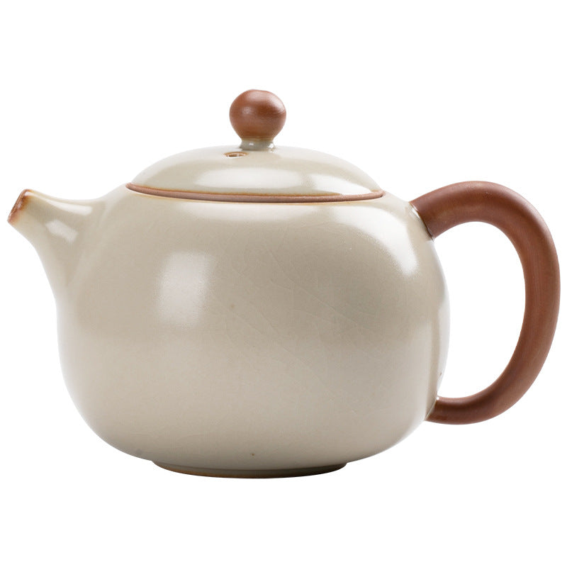 米黄汝窯西施ポット単体茶壺陶器家庭用小型亀裂可養汝磁器茶器功夫茶具