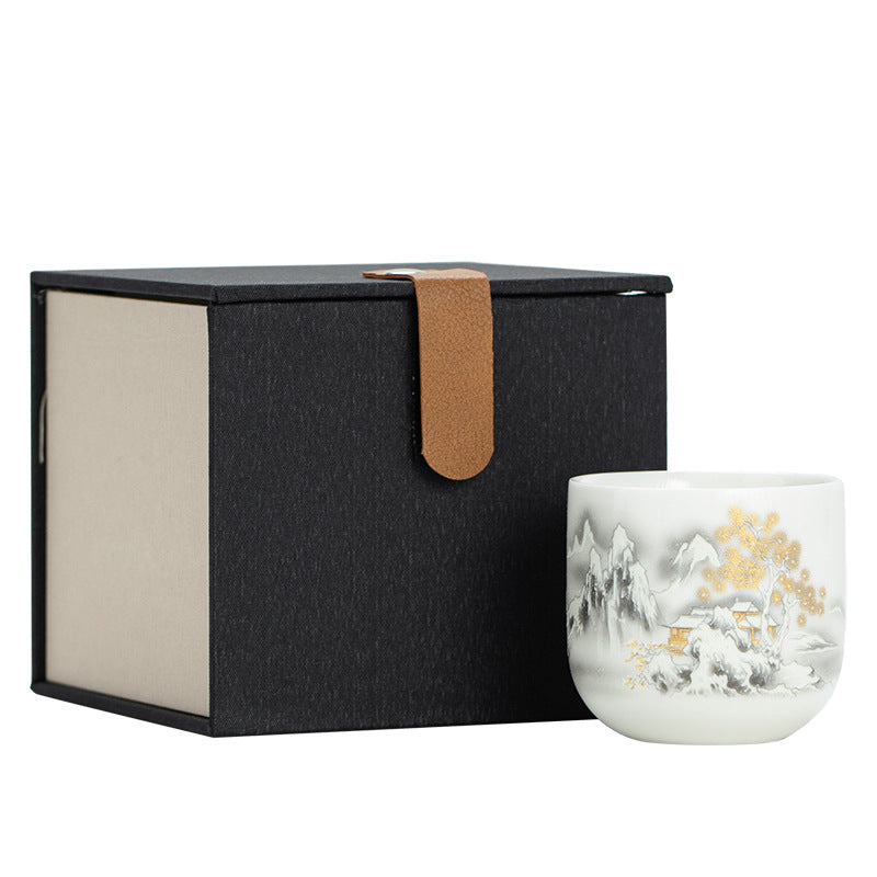 羊脂玉の瓷製の主人用カップ、単カップ、茶カップ、功夫茶具、家庭用の個人専用、茶器、陶器の大きな茶碗